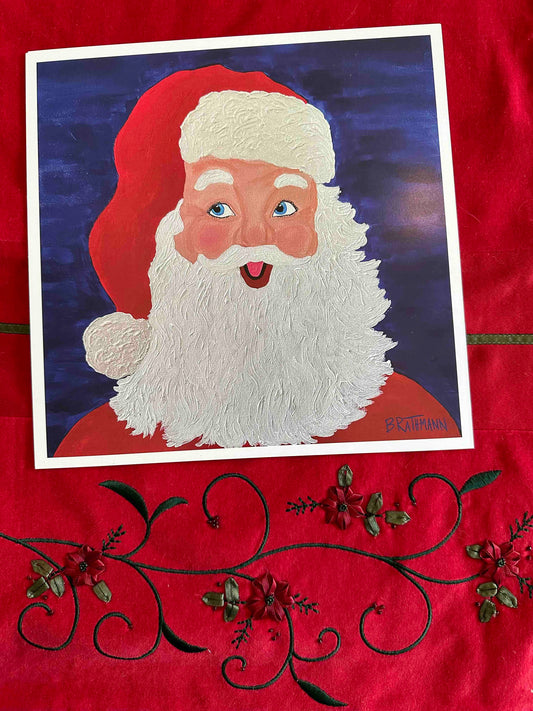 Santa Claus Portrait Christmas Holiday Art Print.