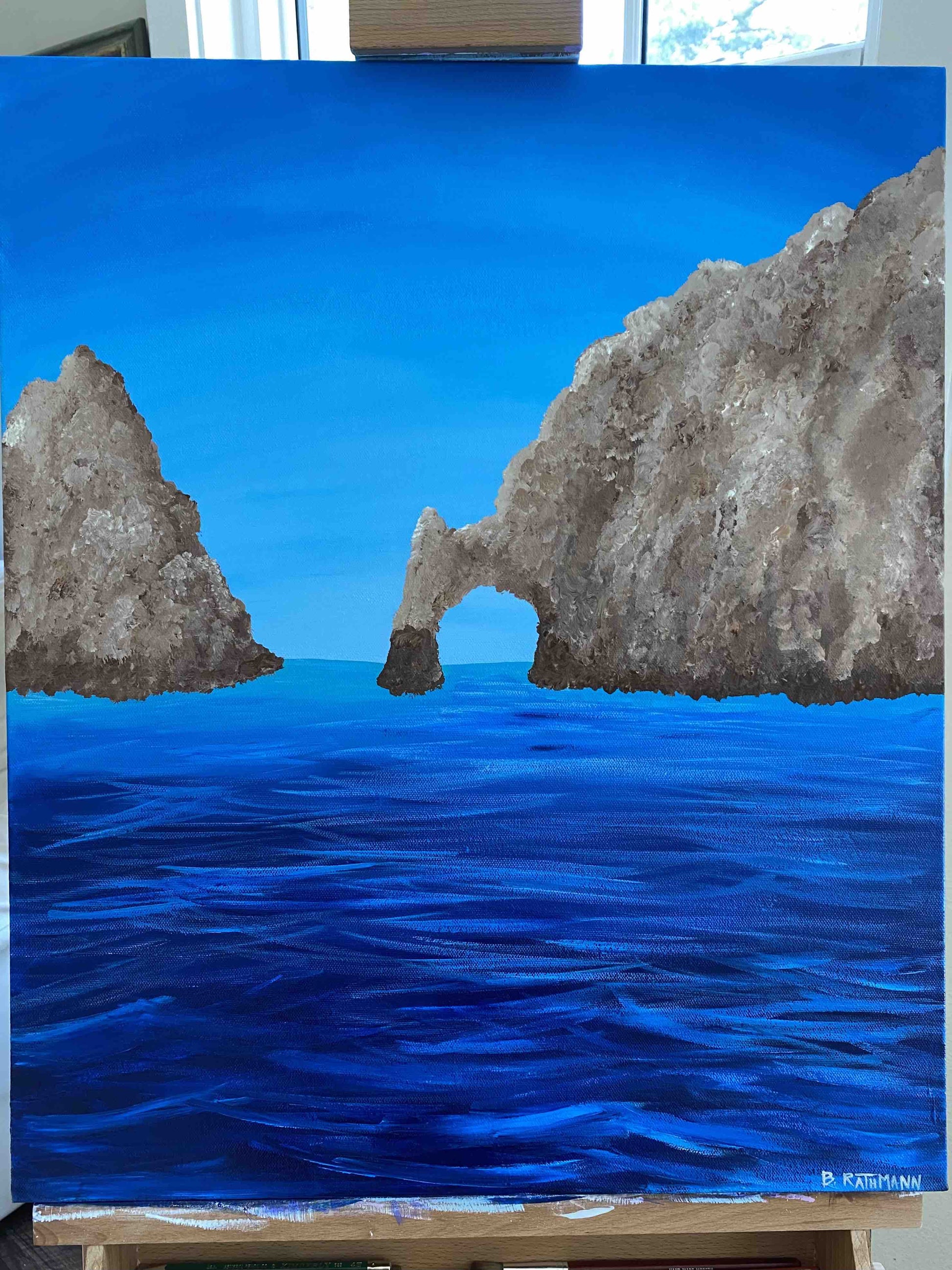 The Arch of Cabo San Lucas Painting is an acrylic painting of the beautiful landscape of Cabo San Lucas. This is a rendition of The Arch of Cabo San Lucas, Mexico will add a fun and bold aesthetic with your decor.