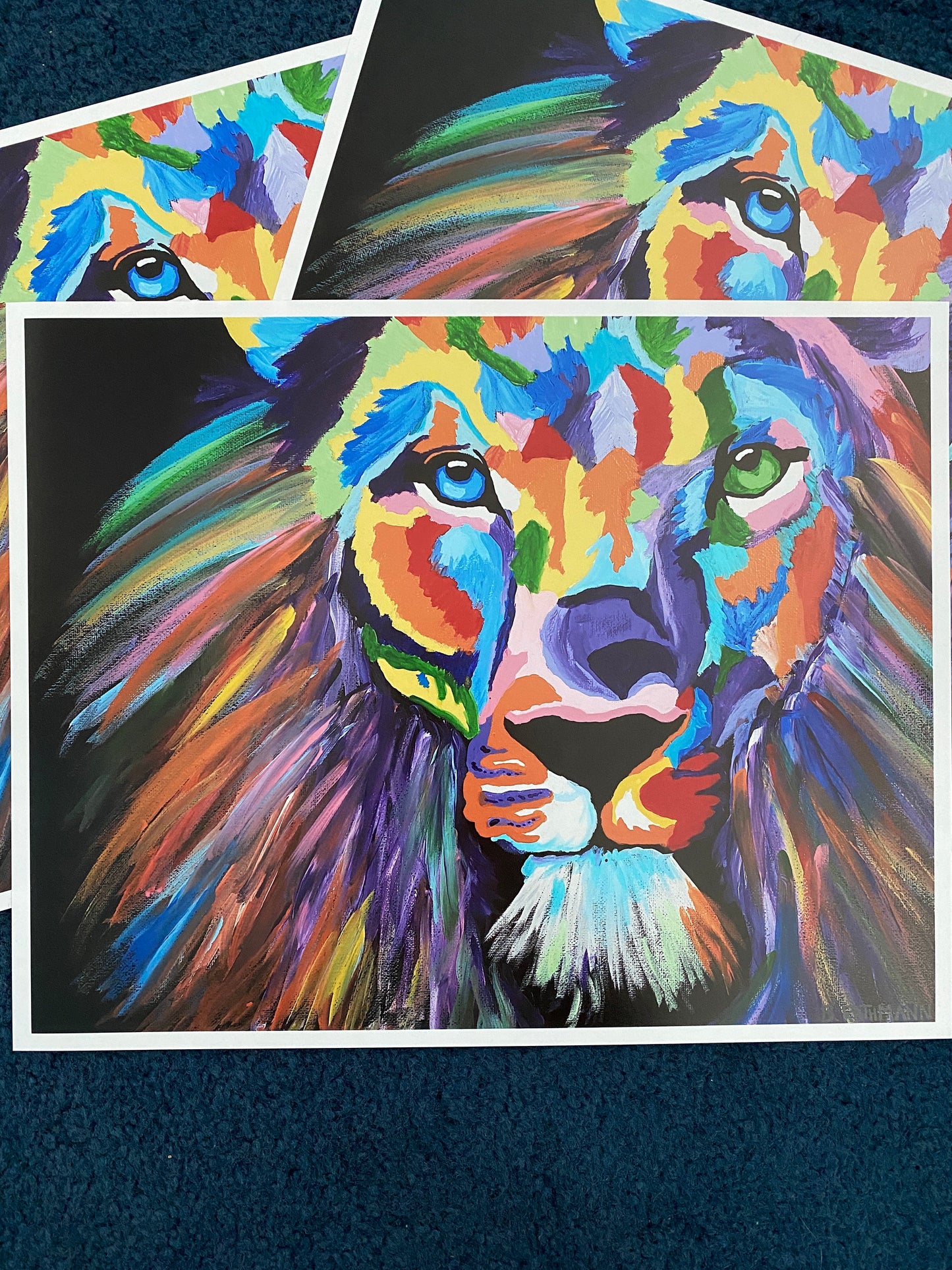 colorful lion art print. gallery wall art. vibrant art. bold art. colorful living. rainbow animal art. animal art print.