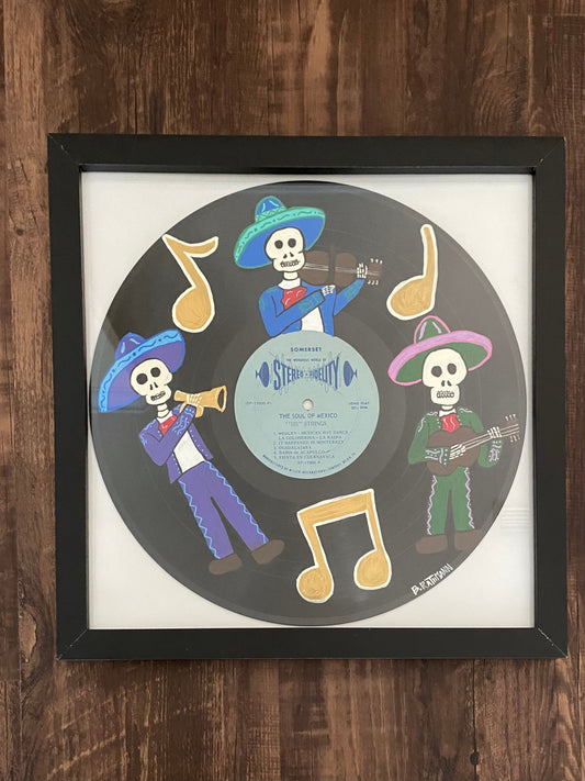 The Soul of Mexico Record is an acrylic painting of a traditional Mariachis to honor the cultural traditions of Mexico.
