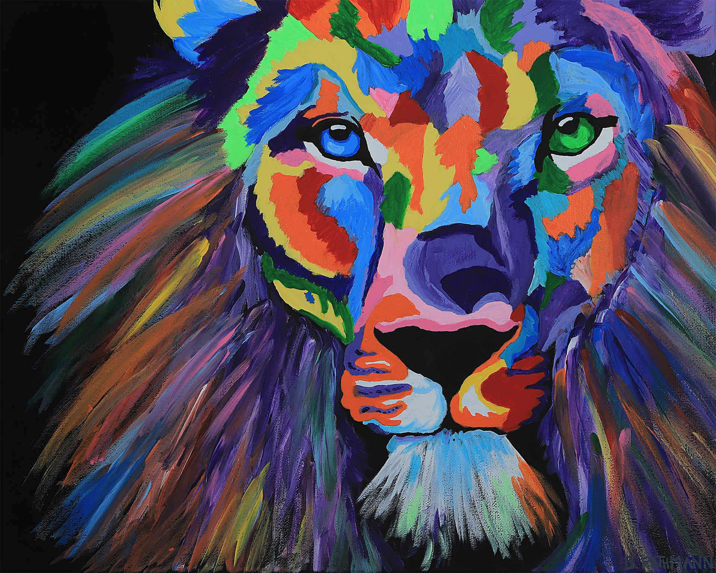My Reflection is an abstract colorful lion wall art print.