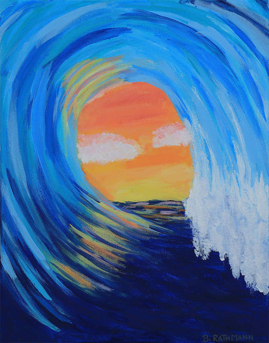 Happiness in Liquid Form is an abstract wall art print of the inside of an ocean wave.